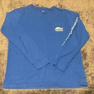 Vineyard Vines Blue Long Sleeve Tee with Pocket Design